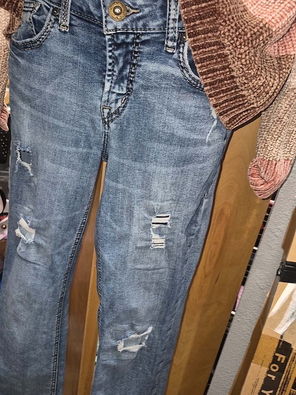 Silver Jeans Light Blue Distressed Straight Leg